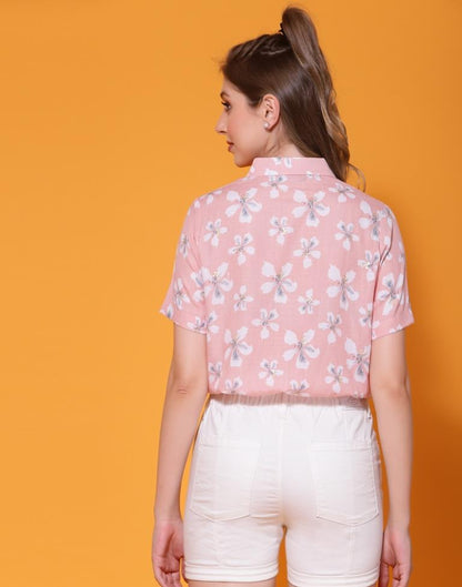 Peach Cotton Printed Top