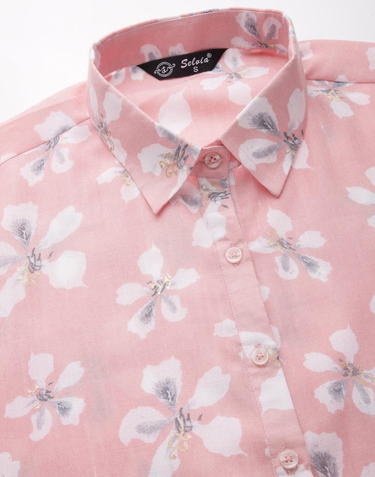 Peach Cotton Printed Top