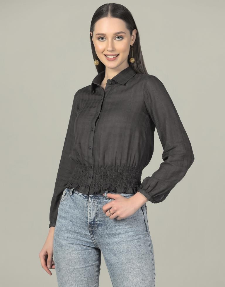 Dark Grey Woven Cotton Shirt | Sudathi