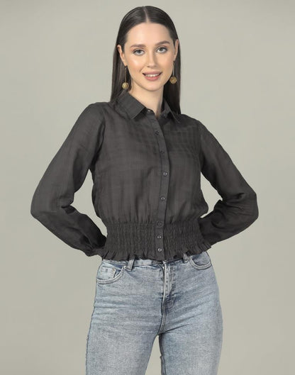 Dark Grey Woven Cotton Shirt | Sudathi