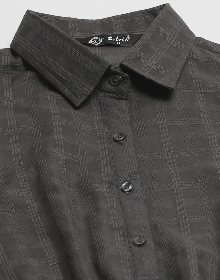 Dark Grey Woven Cotton Shirt | Sudathi