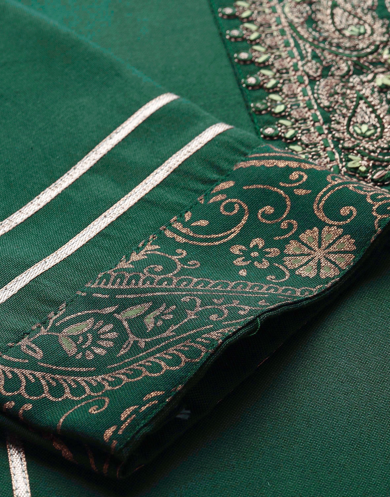 Green Embroidery Kurti With Pant And Dupatta | Leemboodi