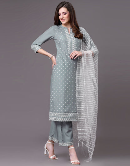 Grey Kurti With Pant And Dupatta | Sudathi