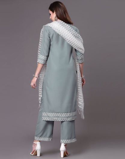 Grey Kurti With Pant And Dupatta | Sudathi