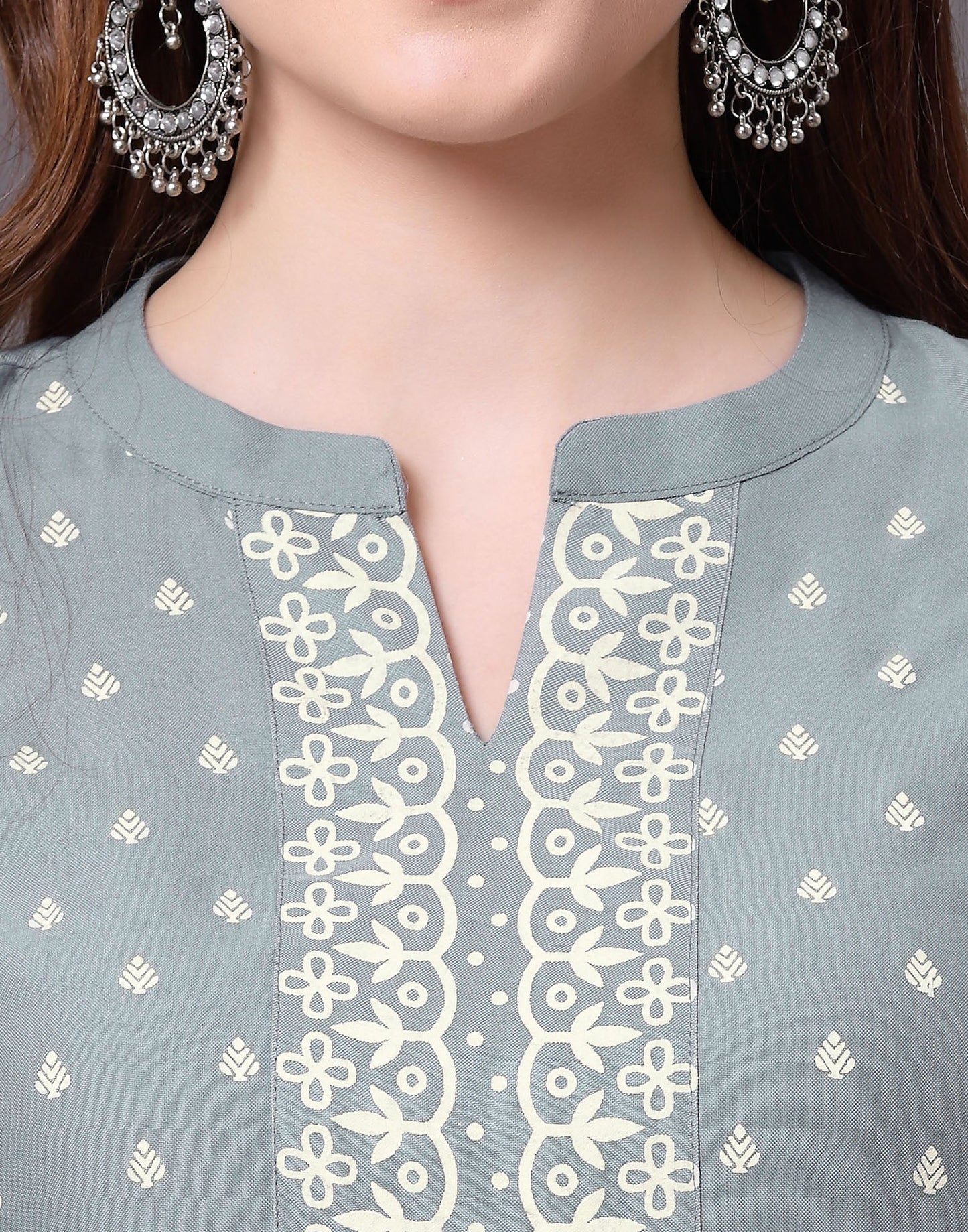 Grey Kurti With Pant And Dupatta | Sudathi