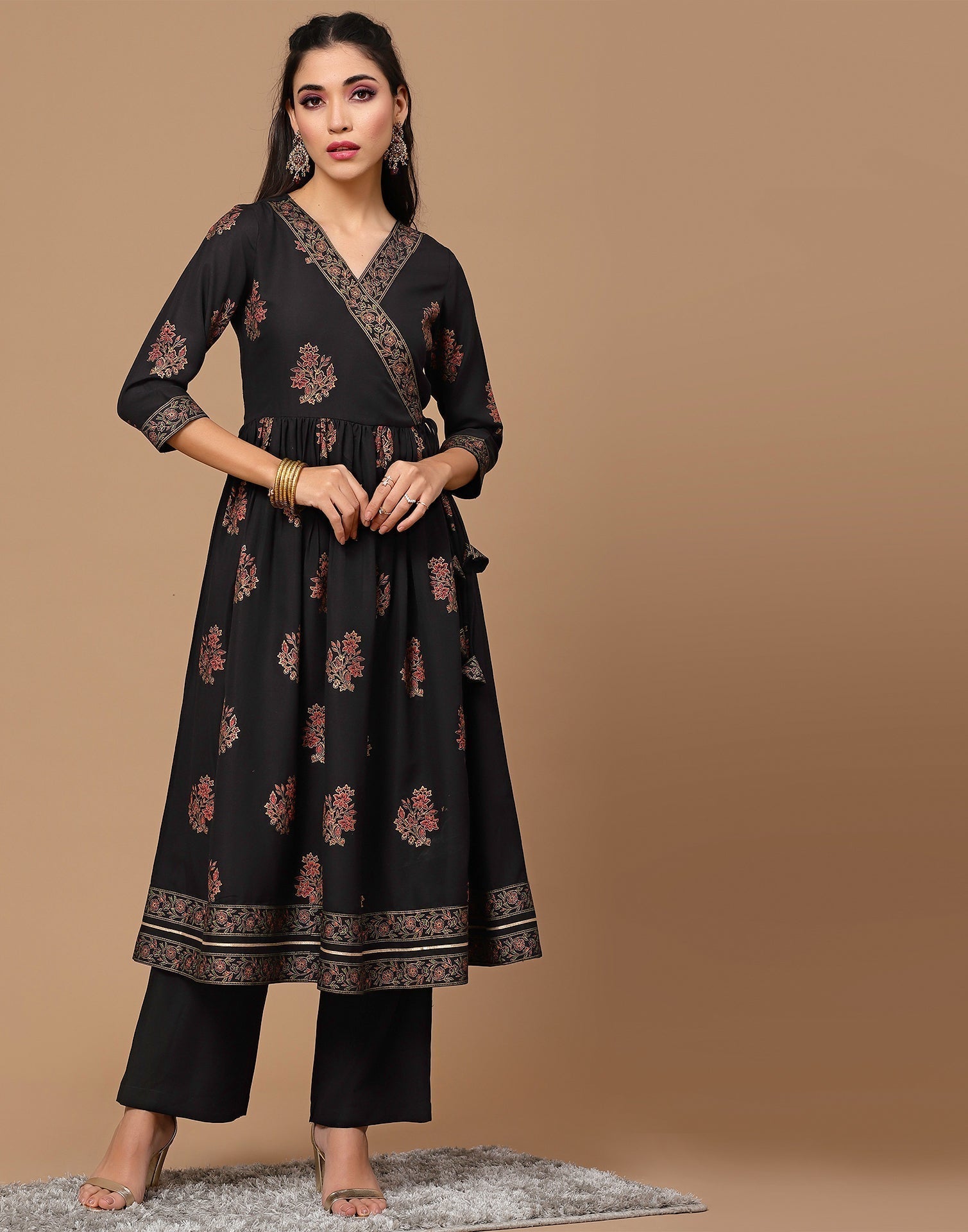 Black Kurti With Pant And Dupatta | Leemboodi