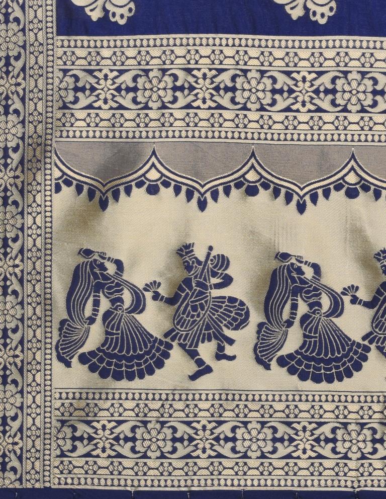 Talismanic Navy Blue Coloured Poly Silk Jacquard Banarasi Dupatta | Sudathi