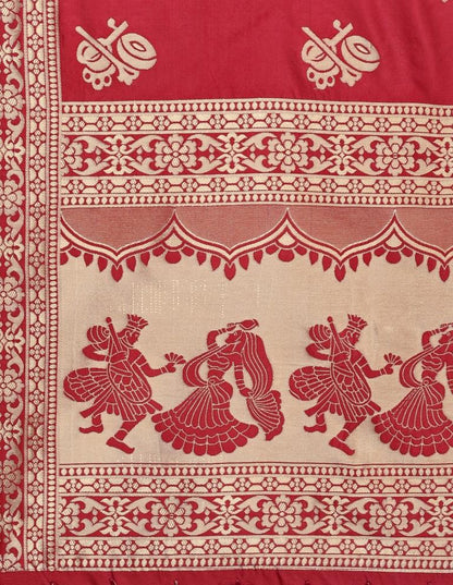 Epitome Red Coloured Poly Silk Jacquard Banarasi Dupatta | Sudathi