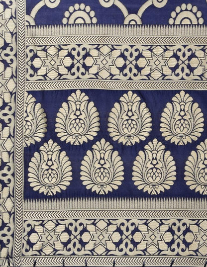 Standard Navy Blue Coloured Poly Silk Jacquard Banarasi Dupatta | Sudathi
