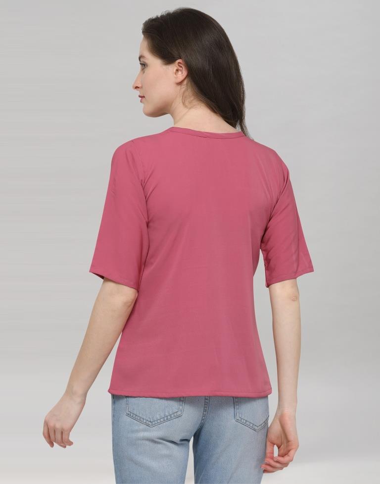 Pink Coloured Plain Crepe Top | Sudathi