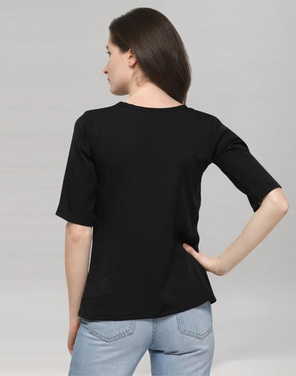 Black Coloured Plain Crepe Top | Sudathi