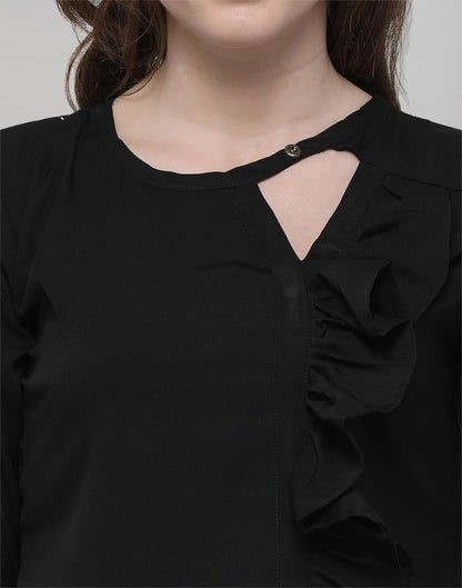 Black Coloured Plain Crepe Top | Sudathi