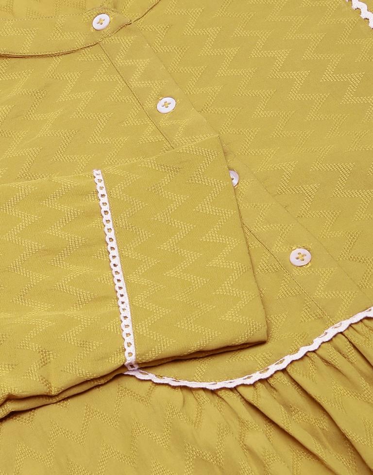Musterd Yellow Self Woven Tunic Top