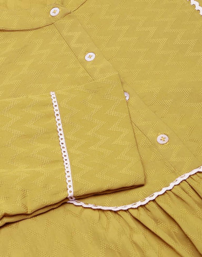 Musterd Yellow Self Woven Tunic Top