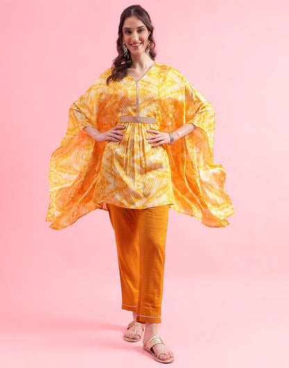 Turmeric Yellow Plain Chinnon Co-ord Set