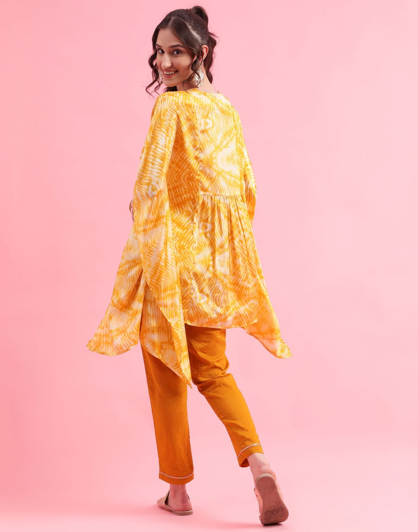 Turmeric Yellow Plain Chinnon Co-ord Set