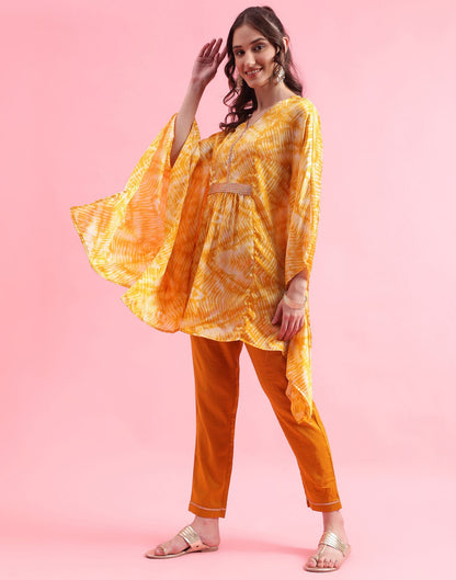 Turmeric Yellow Plain Chinnon Co-ord Set