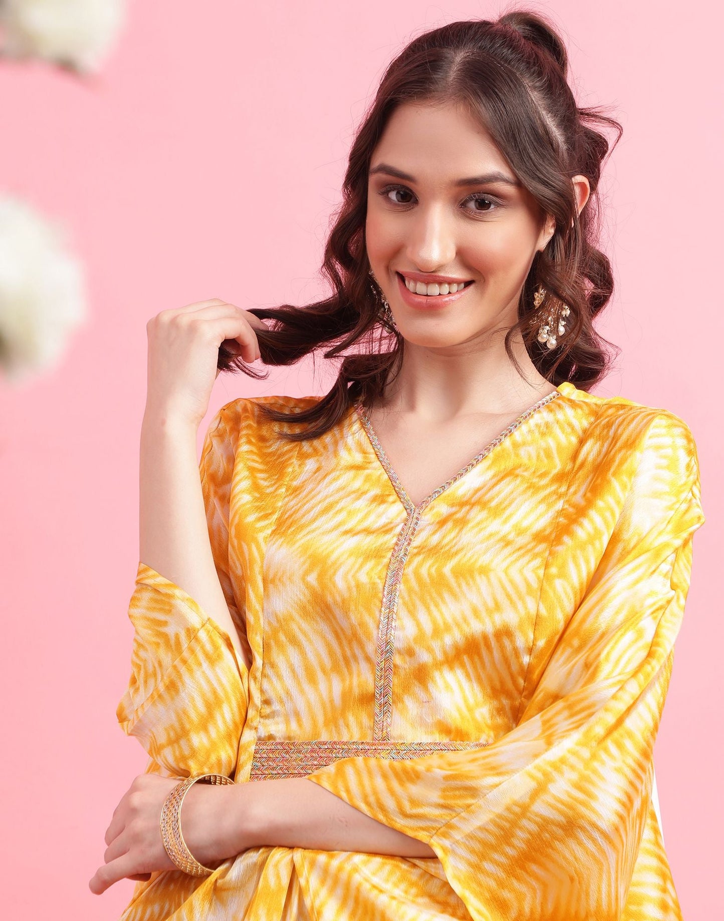 Turmeric Yellow Plain Chinnon Co-ord Set