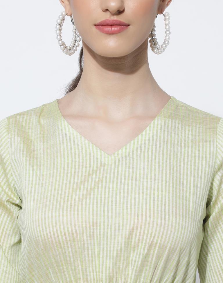 Light Green Weaved Peplum And Palazzo