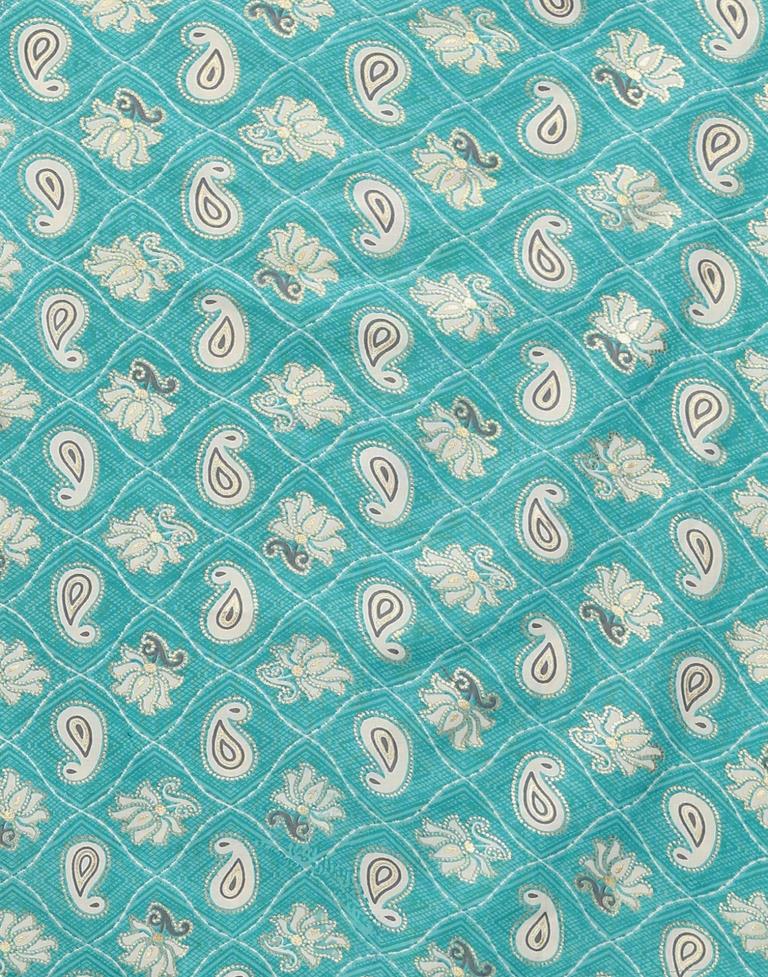 Turquoise Blue Printed Cotton Straight Kurta With Pant