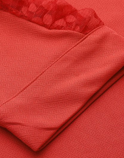 Red Lycra Balloon sleeve self design Top | Leemboodi