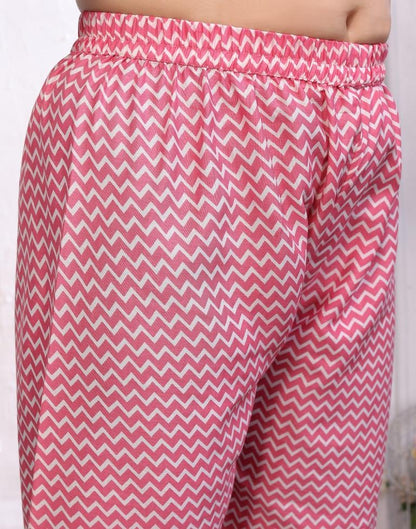 Pink Printed,Sed Kurta With Pant