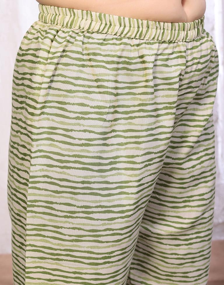 Green Printed Kurta With Pant