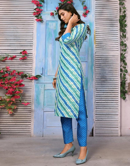 Green Printed Kurta With Pant