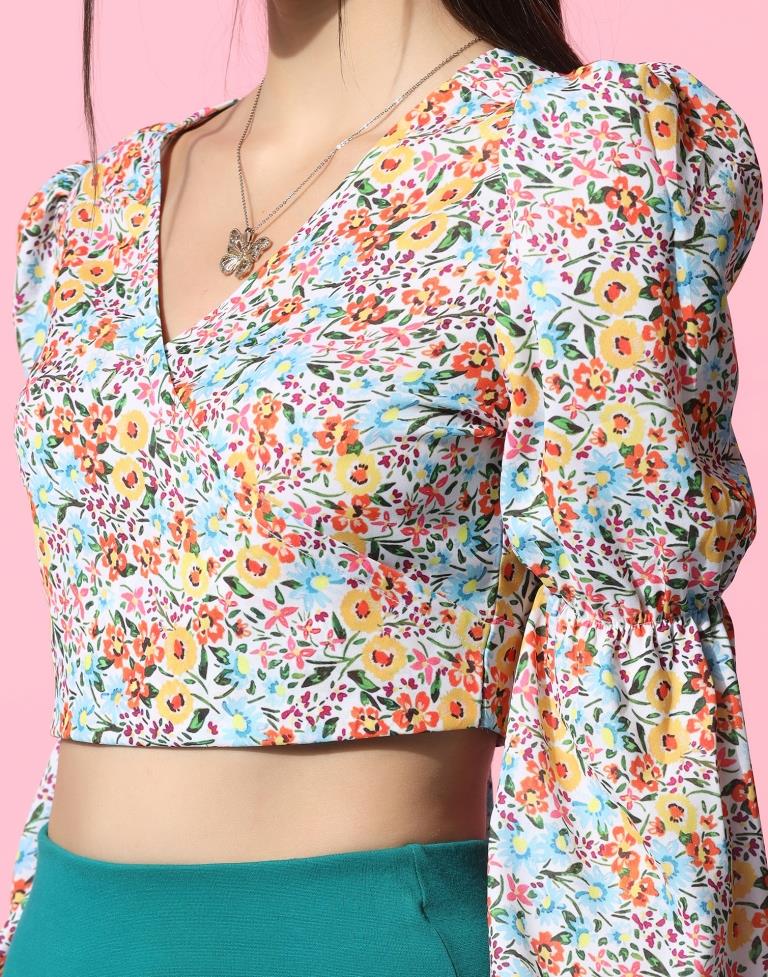 Multicoloured Printed Crop Top | Sudathi