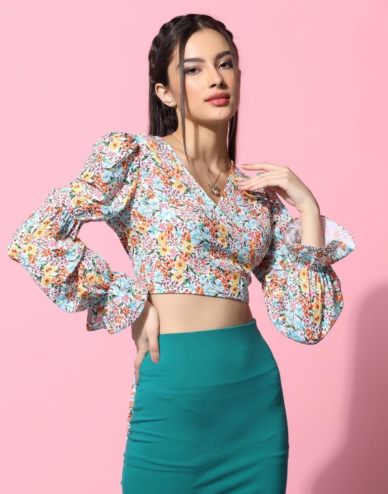 Multicoloured Printed Crop Top | Sudathi