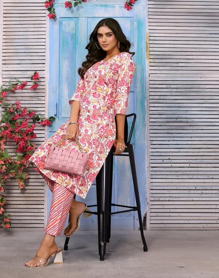 Multicoloured  Printed Kurta With Pant