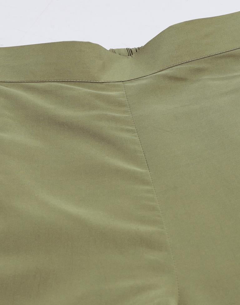 Light Olive Green Crepe Plain Co-ord Set