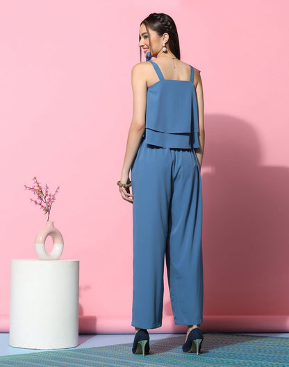 Dull Blue Plain Co-ord Set