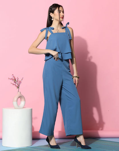 Dull Blue Plain Co-ord Set