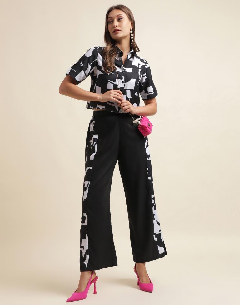 Black Rayon Printed Co-ord Set