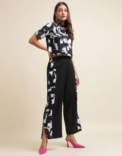 Black Rayon Printed Co-ord Set