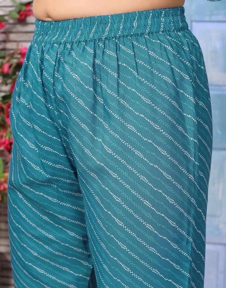 Blue Printed Kurta With Pant