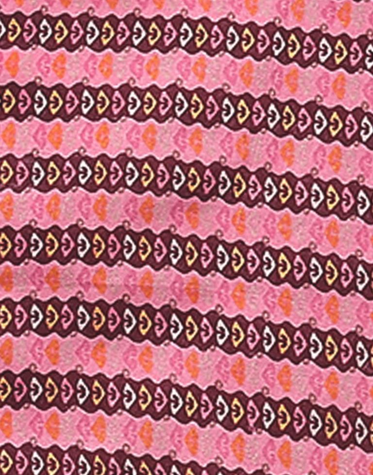 Pink Printed Cotton Straight Kurta With Pant