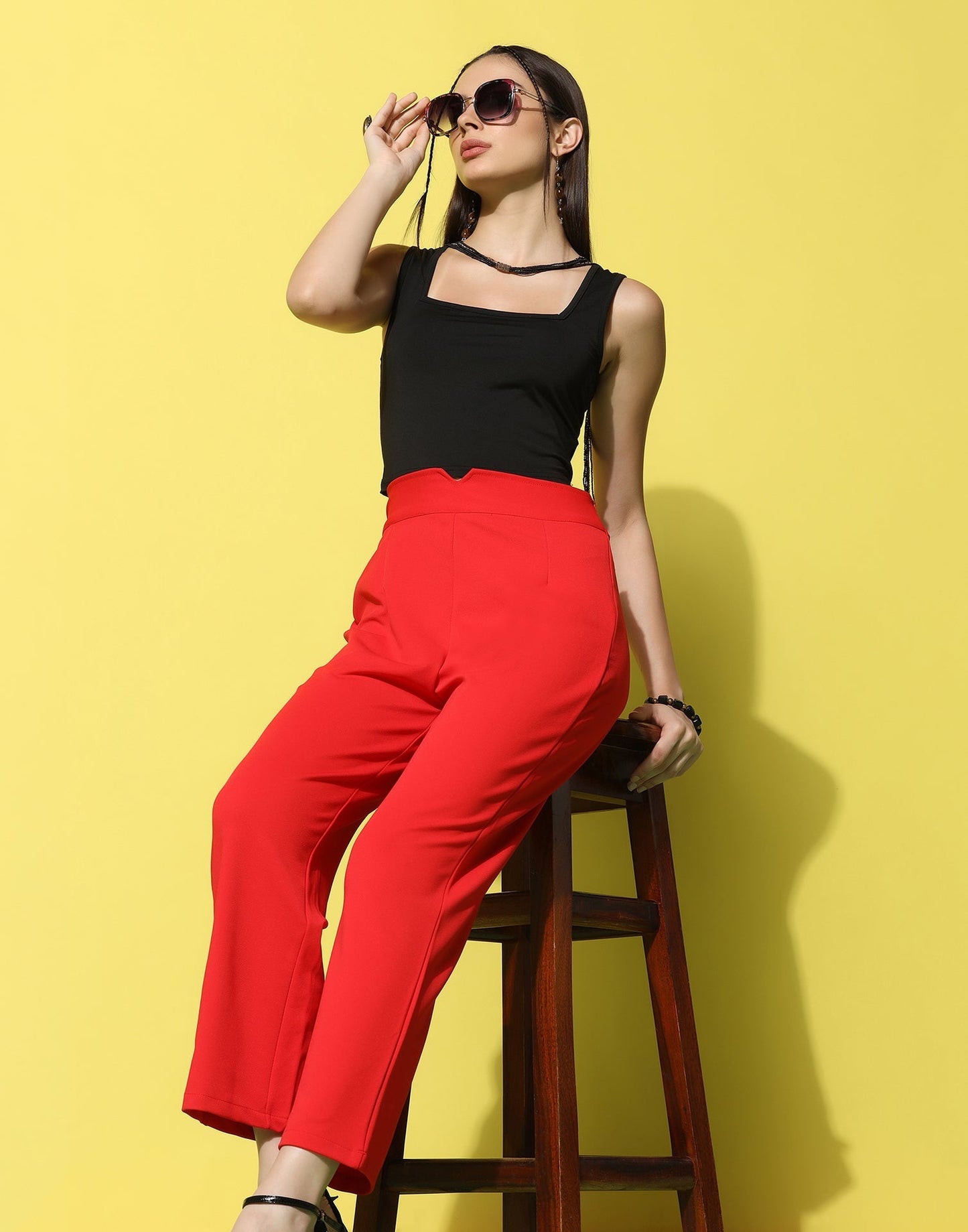 Red High Rise Trouser | Sudathi