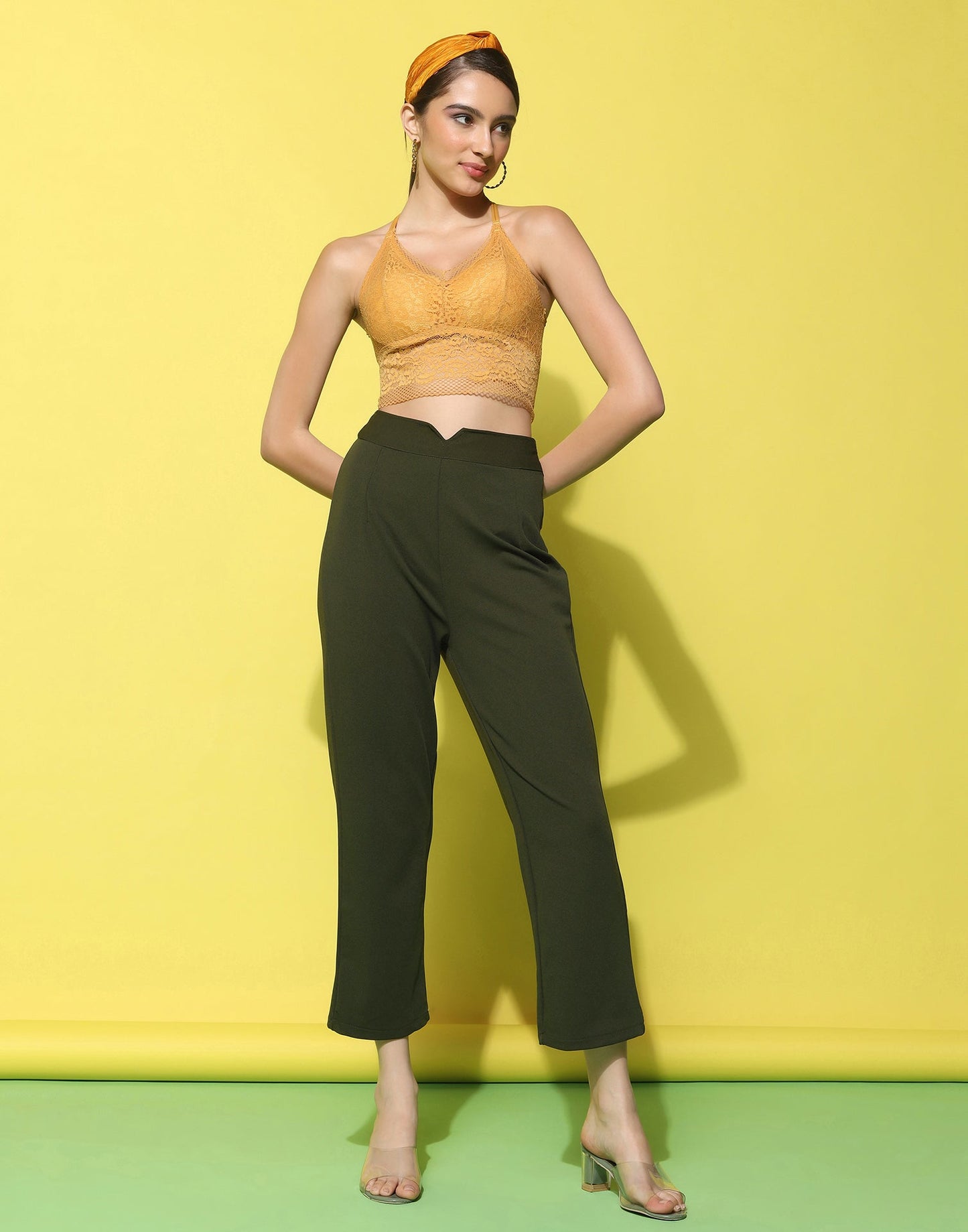 Green High Rise Trouser | Sudathi