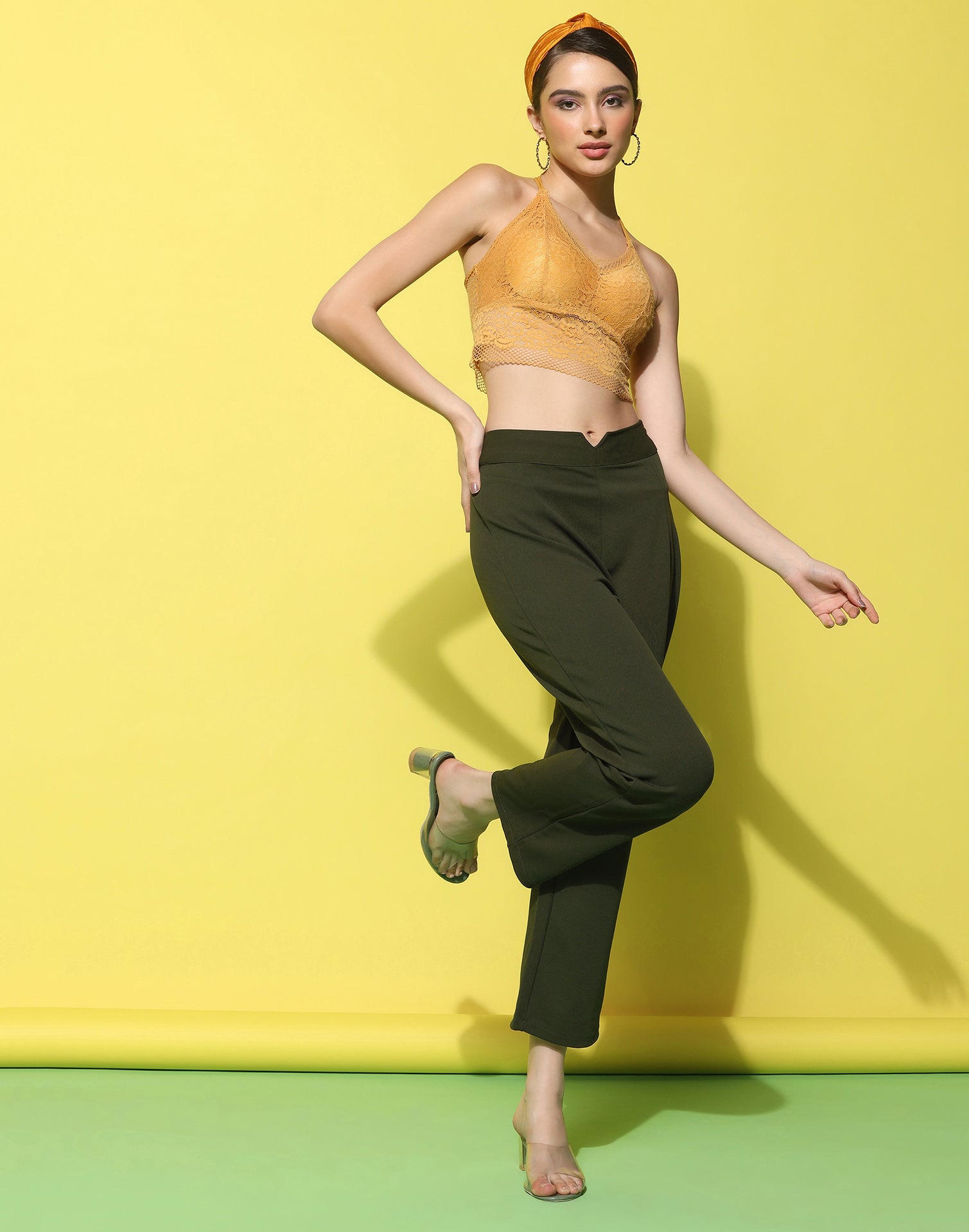 Green High Rise Trouser | Sudathi