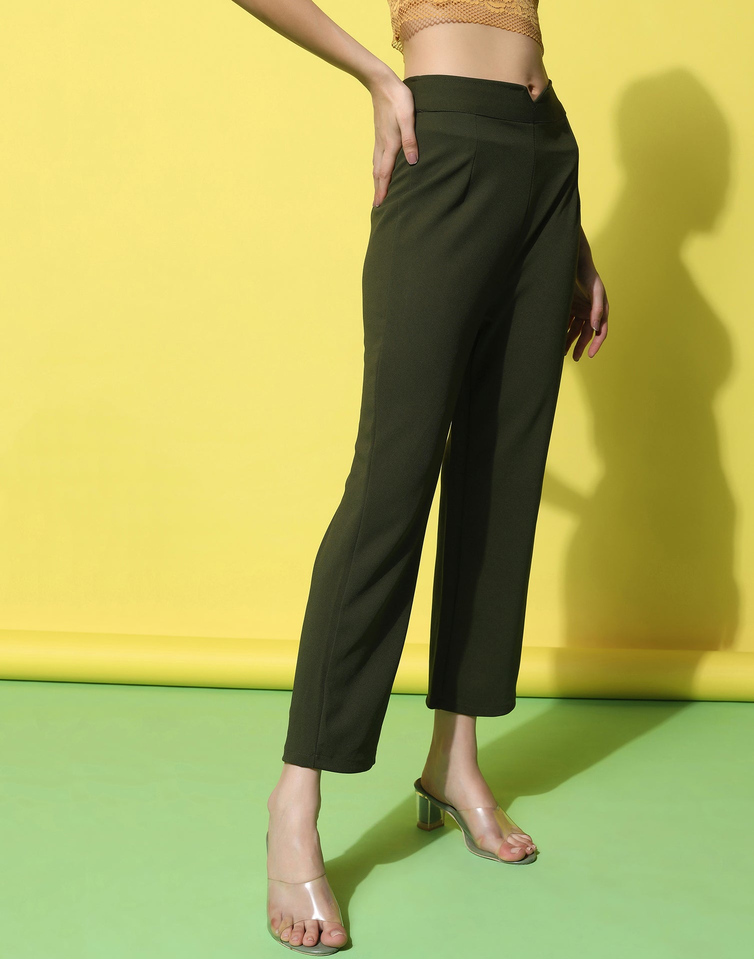Green High Rise Trouser | Sudathi