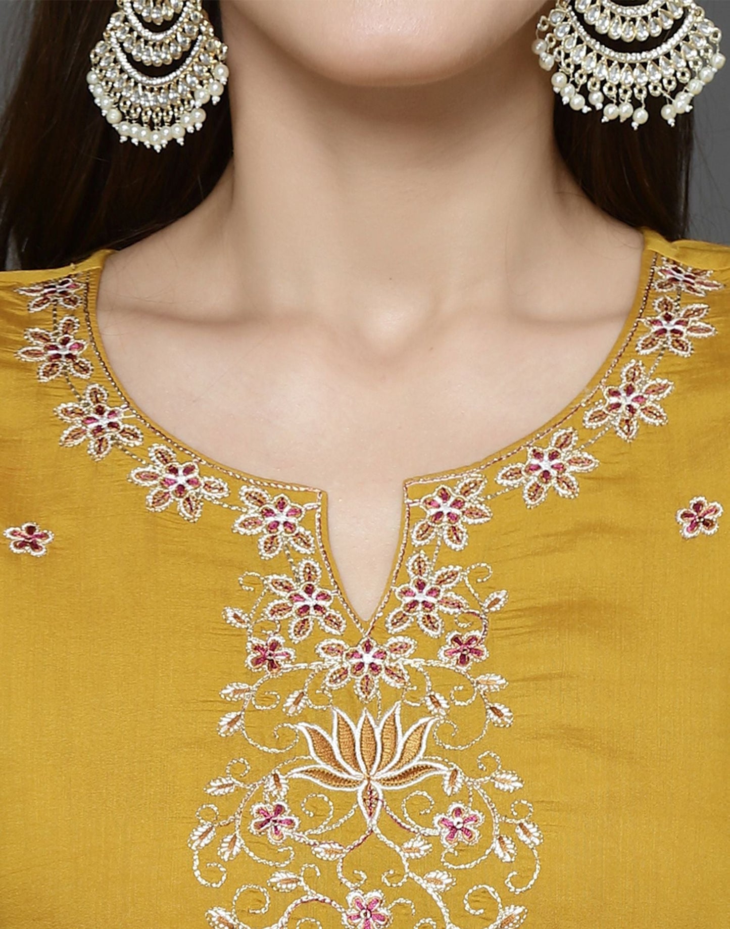 Dark Gold Kurti With Pant And Dupatta | Leemboodi