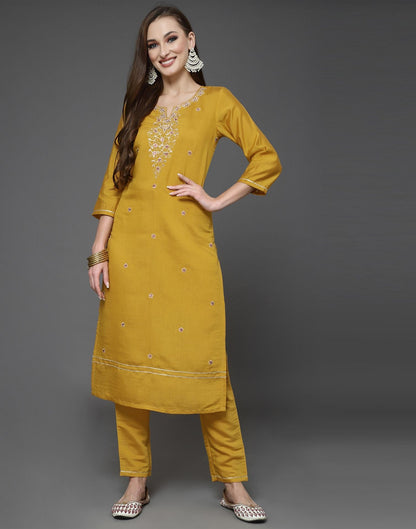 Dark Gold Kurti With Pant And Dupatta | Leemboodi