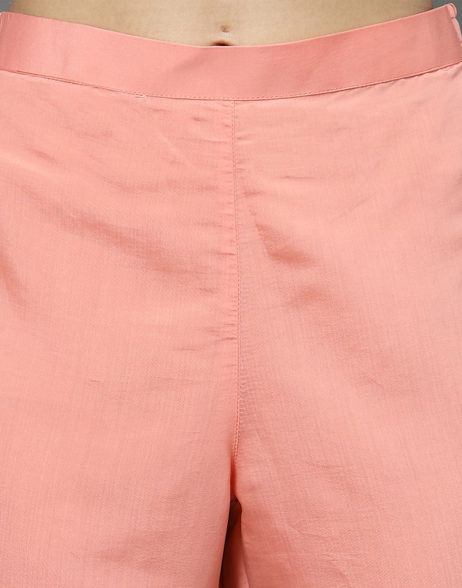 Peach Silk Kurti With Pant And Dupatta | Leemboodi