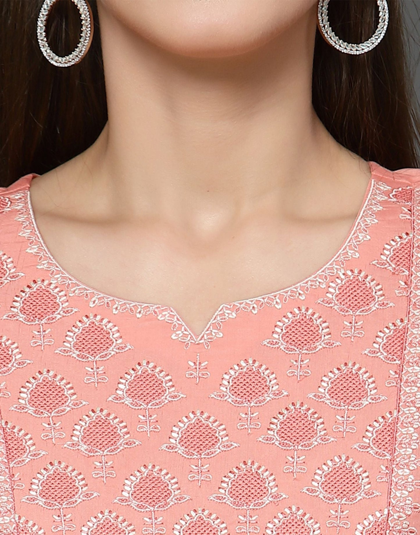 Peach Silk Kurti With Pant And Dupatta | Leemboodi