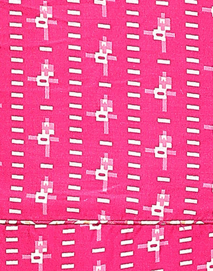 Pink Printed Cotton Straight Kurta With Pant