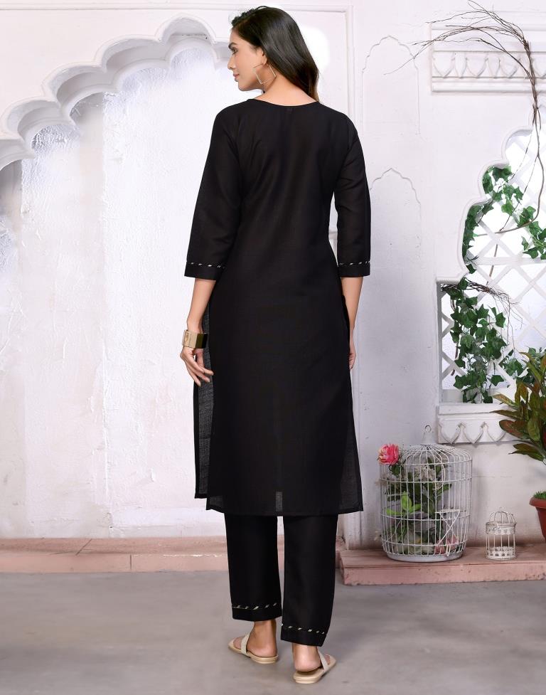 Black Embroidered Kurta With Pant