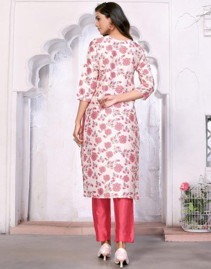 Light Pink Digital Printed  Kurta With Pant