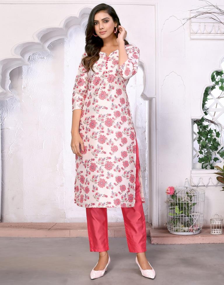 Light Pink Digital Printed  Kurta With Pant